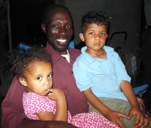 William with his two youngest children.